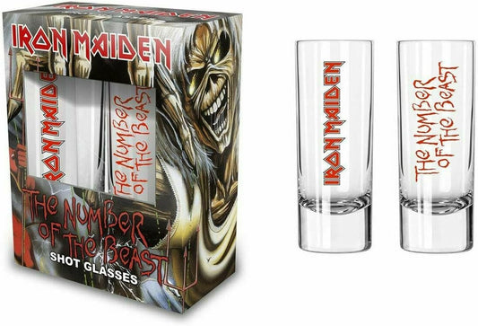 Iron Maiden - Shot Gläser - Number of the Beast - 2 Stück - Geschenkverpackung