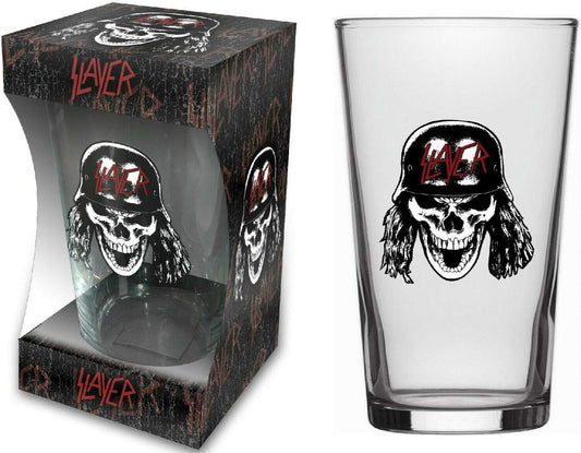 Slayer Glas Bierglas Longdrink Glas XL Trinkglas XL Becher Pint Glass Wehrmacht Skull Logo