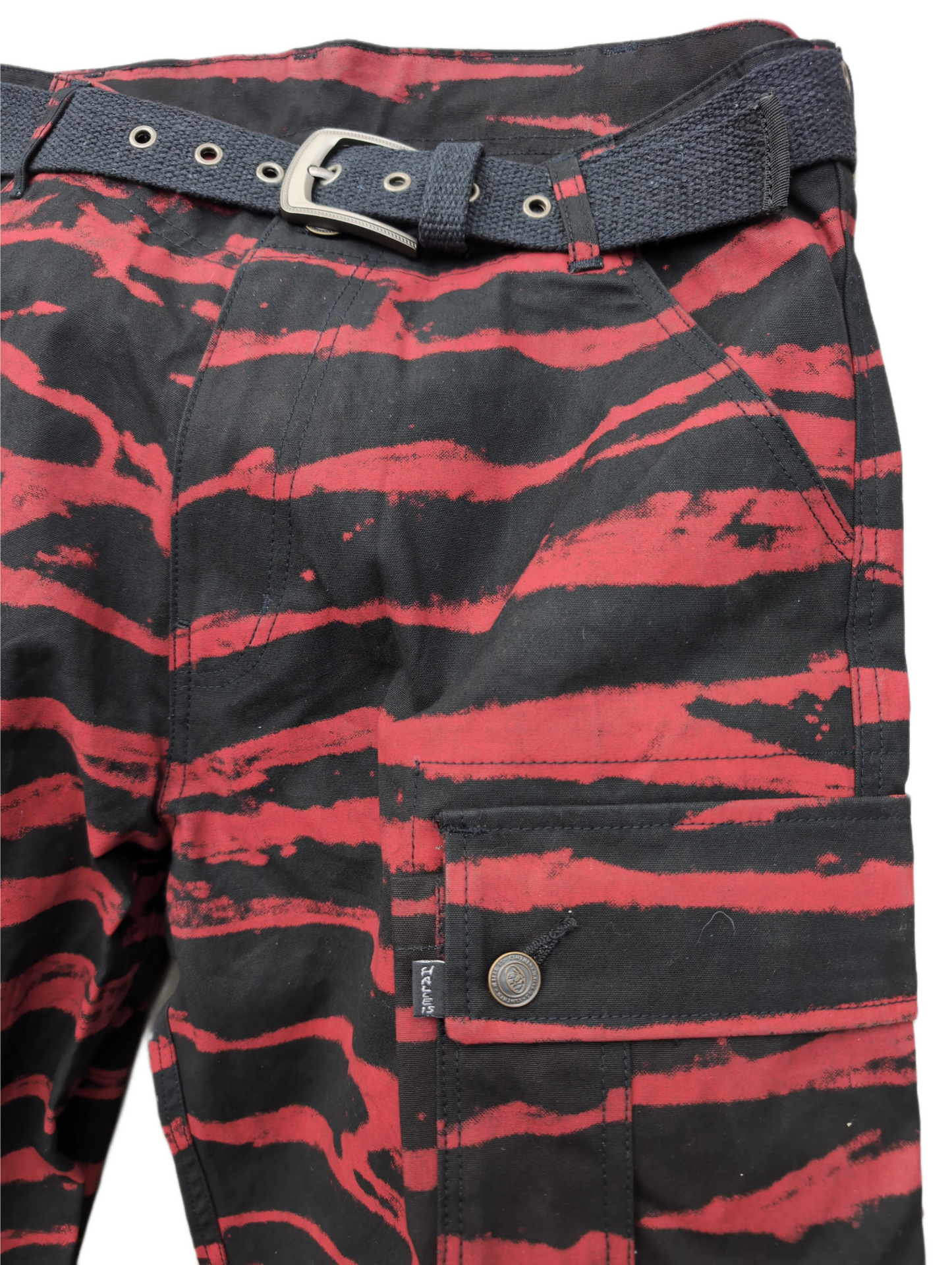 Halle 15 Ultra Cargo Shorts Black Red Stripes Vintage Shorts S Bis 5XL