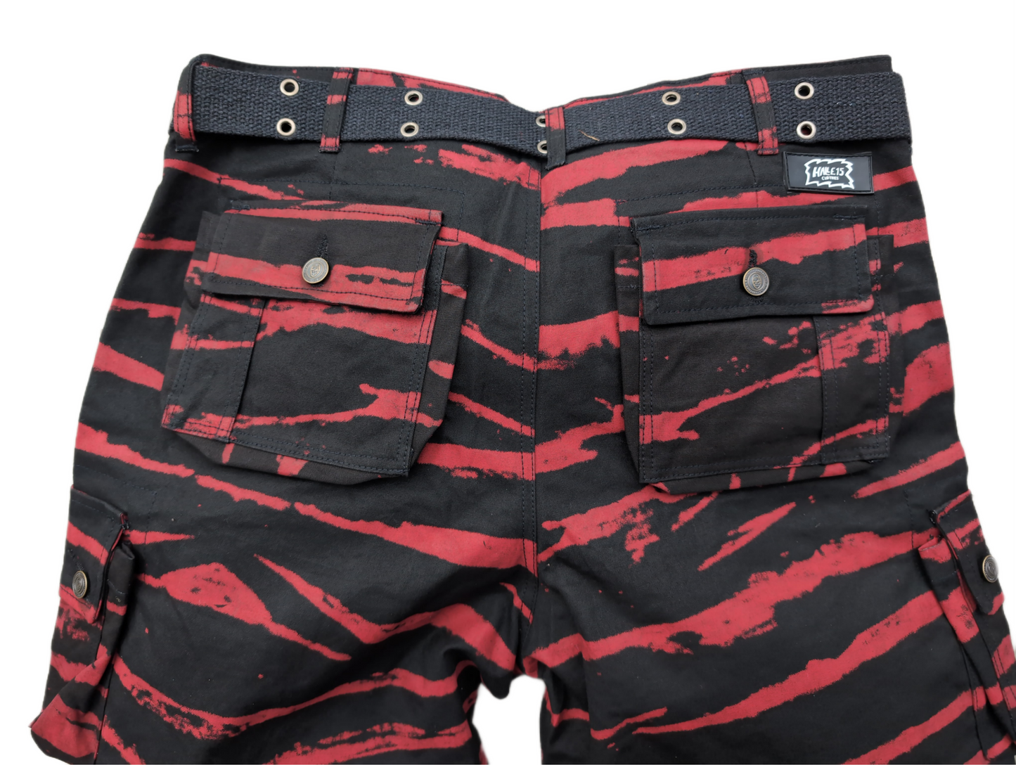 Halle 15 Ultra Cargo Shorts Black Red Stripes Vintage Shorts S Bis 5XL