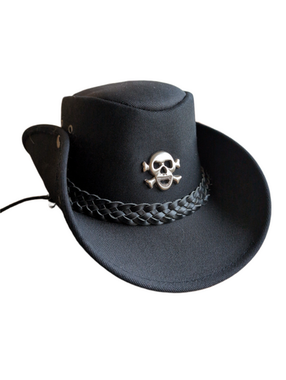 H15 Cowboyhut mit H15 Skull - Totenkopf Emblem - Stoffhut