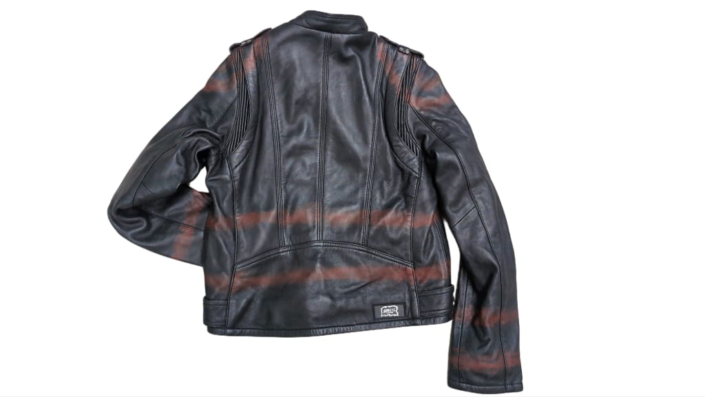 Ladies Lederjacke Red Stripes