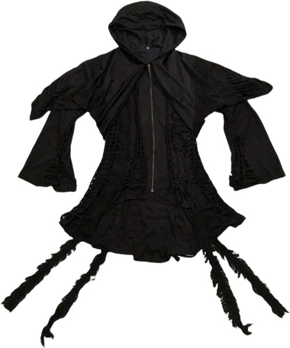 Halle 15 Clothes Original Fransen Damen Jacke - Schnürung - Knüpfen - schwarz - S bis L - Gothic Stil