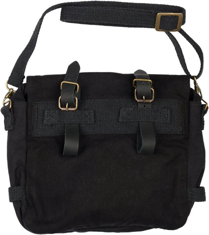 Halle 15 Clothes Gothic BW Kampftasche Schwarz klein Umhängetasche Canvas Bag mit Lederapplikationen