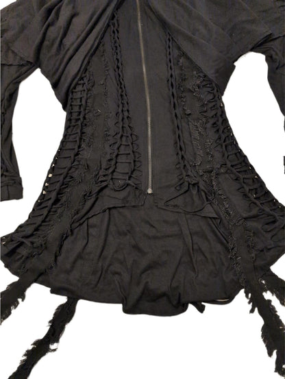 Halle 15 Clothes Original Fransen Damen Jacke - Schnürung - Knüpfen - schwarz - S bis L - Gothic Stil