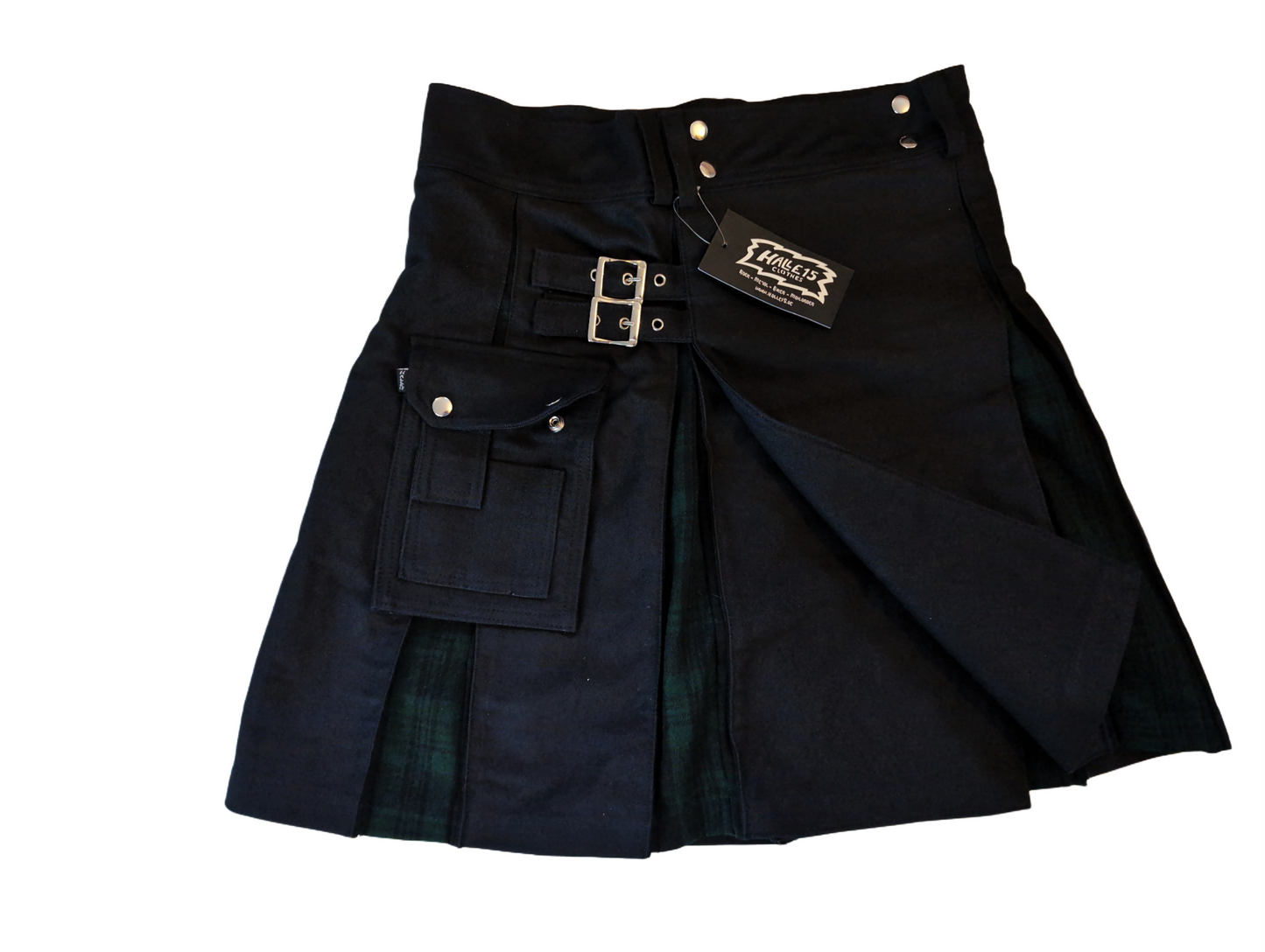 NEU!! Canvas Schottenrock Kilt Tartan Rock Mittelalter Schottenrock schwarz grün Halle15Clothes