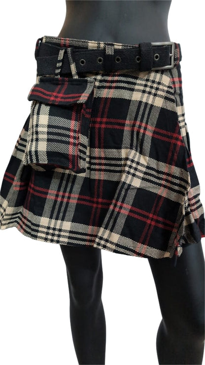 Ladies Kilt Biscuit/Black