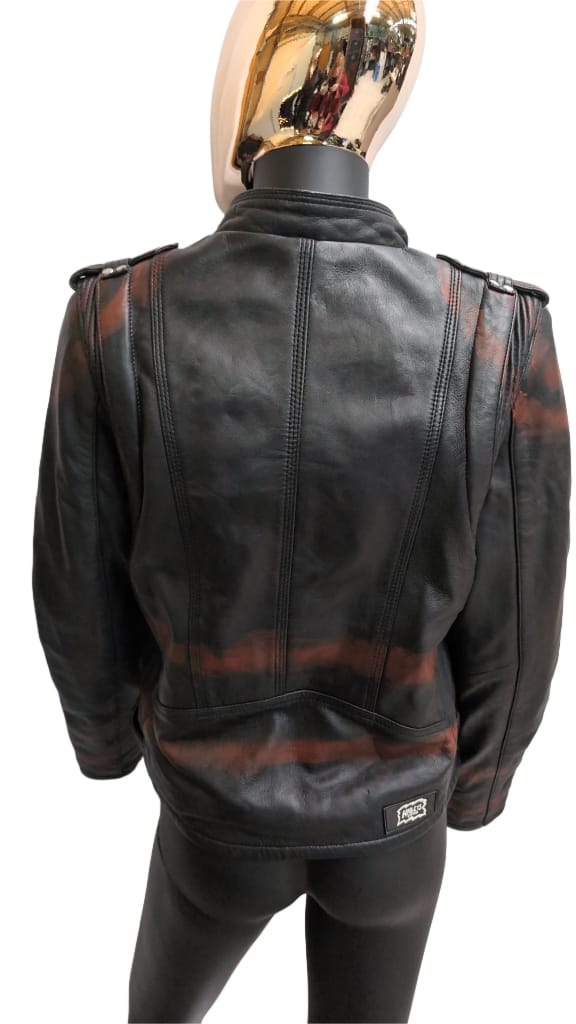 Ladies Lederjacke Red Stripes