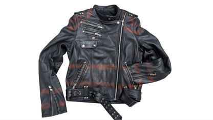 Ladies Lederjacke Red Stripes