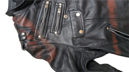 Ladies Lederjacke Red Stripes