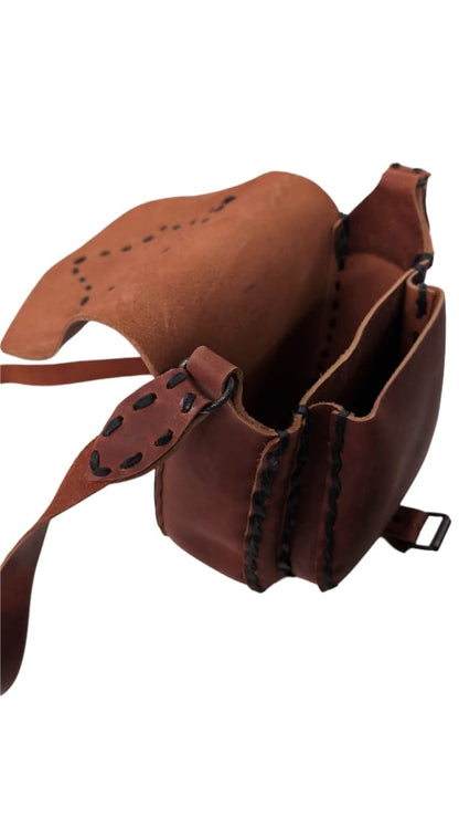 Ledertasche Braun/Rot