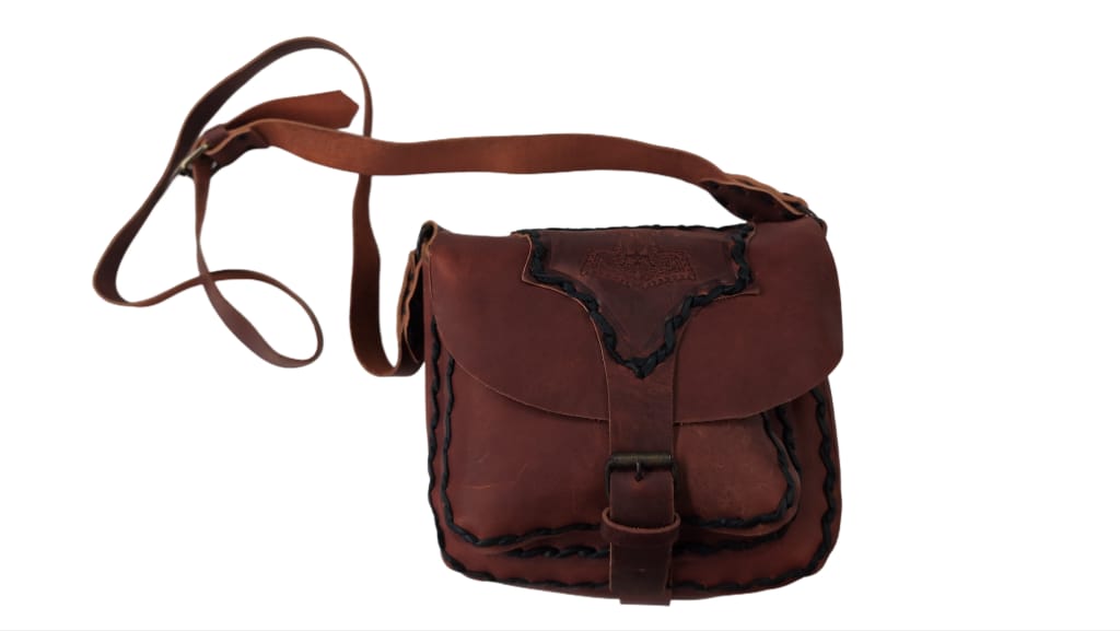 Ledertasche Braun/Rot