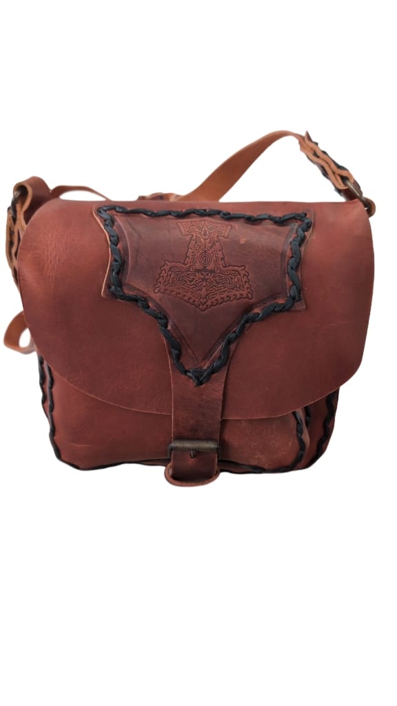 Ledertasche Braun/Rot