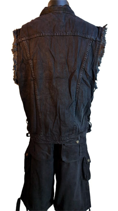 Kutte schwarz Fransen Schnürung