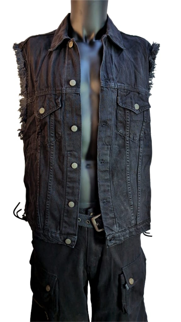 Kutte schwarz Fransen Schnürung