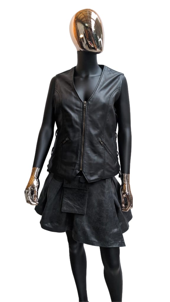 Ladies Lederkutte schwarz