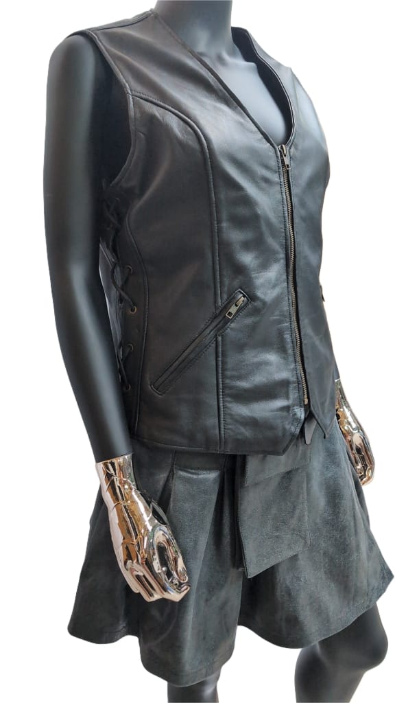 Ladies Lederkutte schwarz