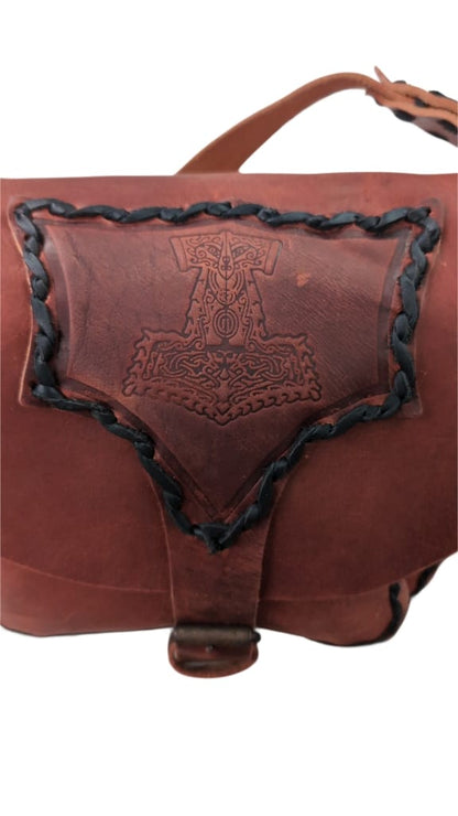 Ledertasche Braun/Rot